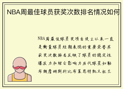 NBA周最佳球员获奖次数排名情况如何